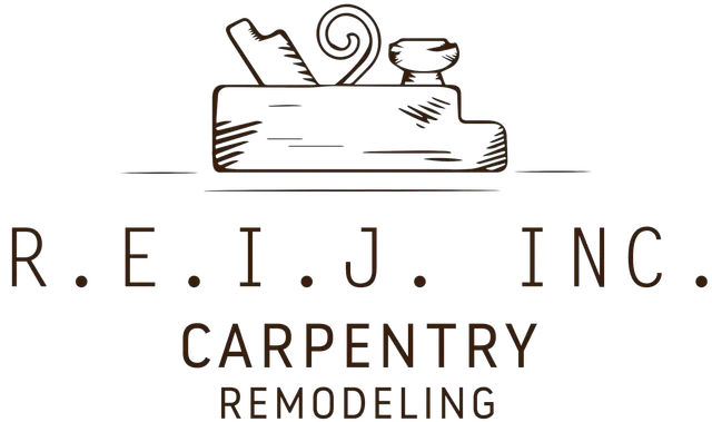 REIJ Inc. logo, a hand plane beside the words Carpentry Remodeling, established 2002